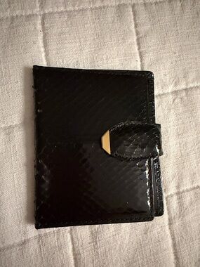 Bosca Black Textured Leather Wallet with Gold Accent